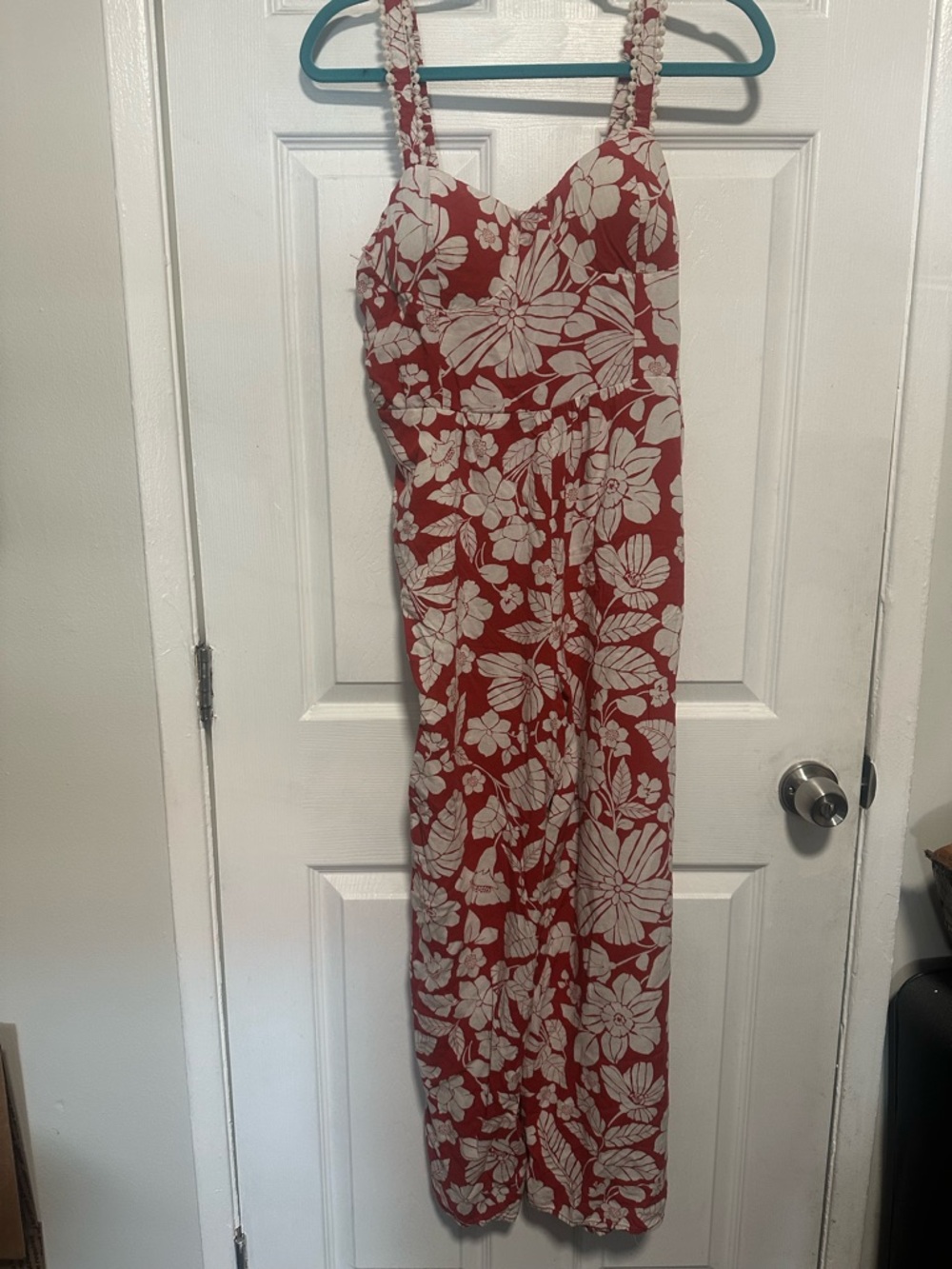 AUW Red Floral Sweetheart Jumpsuit